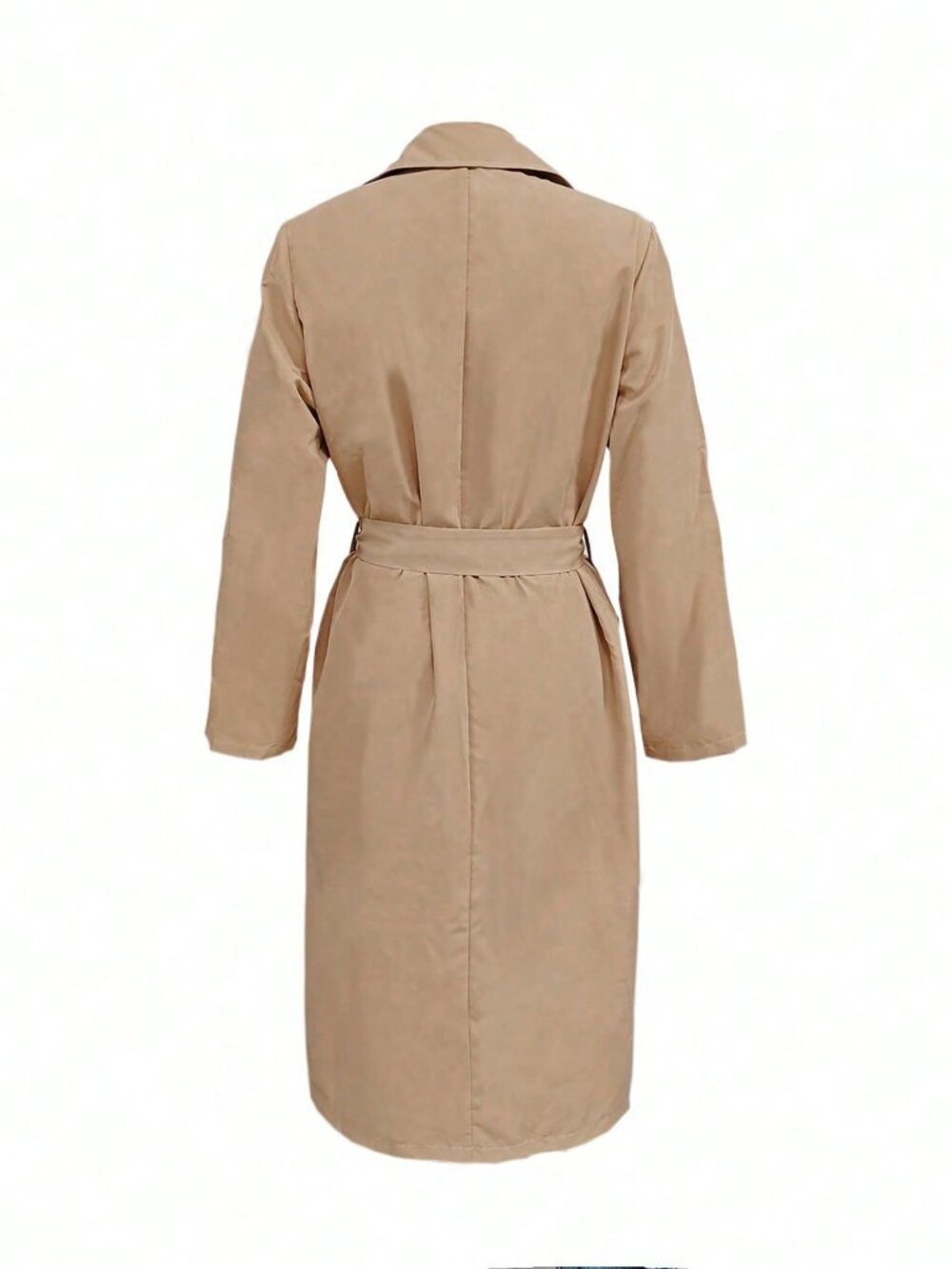 Khaki Casual Women's Trench Coat - Picture 2 of 6